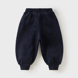 Dave&Bella Toddler Girls Pink/Apricot/Navy Sweet Flower Embroidery Jogger Soft Pants