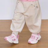 Dave&Bella Toddler Girls Pink/Apricot/Navy Sweet Flower Embroidery Jogger Soft Pants