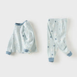 Dave&Bella Toddler Girls/Boys White Blue Print Soft Comfortable Pajamas