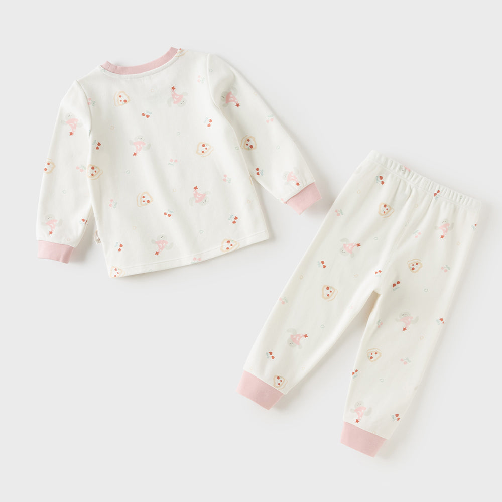 Dave&Bella Toddler Girls/Boys White Blue Print Soft Comfortable Pajamas