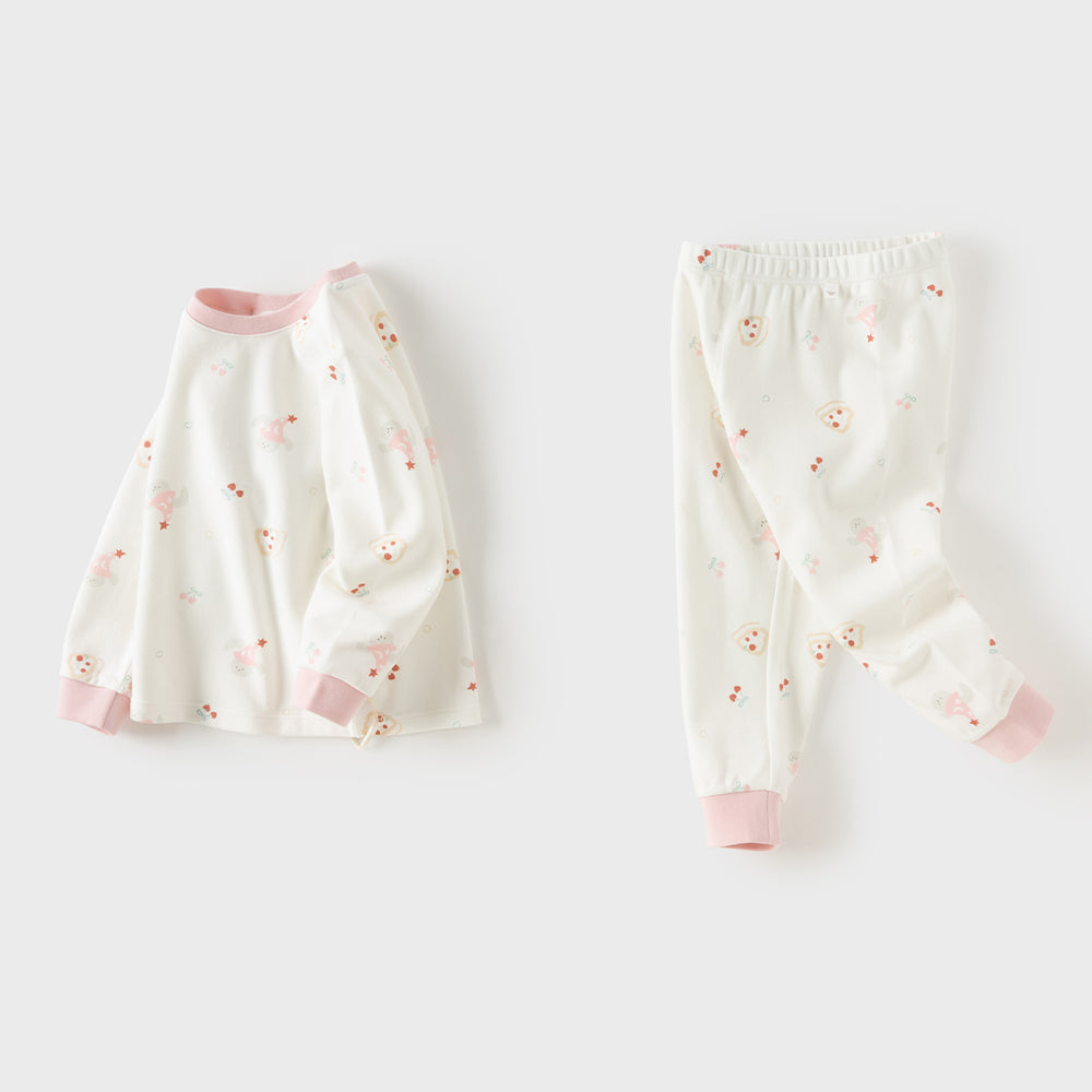 Dave&Bella Toddler Girls/Boys White Blue Print Soft Comfortable Pajamas