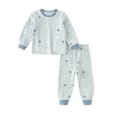 Dave&Bella Toddler Girls/Boys White Blue Print Soft Comfortable Pajamas