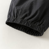 Dave&Bella Toddler Boys Grey/Carbon Black Fleece-Line Simple Versatile Cotton Jogger Pants