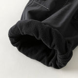 Dave&Bella Toddler Boys Grey/Carbon Black Fleece-Line Simple Versatile Cotton Jogger Pants