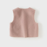 Dave&Bella Toddler Boys/Girls Brown/Pink Cute Mitten Pocket Pink Polar Fleece Warm Vests