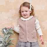 Dave&Bella Toddler Boys/Girls Brown/Pink Cute Mitten Pocket Pink Polar Fleece Warm Vests
