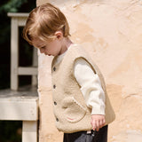 Dave&Bella Toddler Boys/Girls Brown/Pink Cute Mitten Pocket Pink Polar Fleece Warm Vests