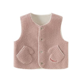 Dave&Bella Toddler Boys/Girls Brown/Pink Cute Mitten Pocket Pink Polar Fleece Warm Vests