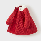Dave&Bela Toddler Girls Purple/Red Sweet Doll Collar A-line Comfortable Padded Coats