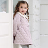 Dave&Bela Toddler Girls Purple/Red Sweet Doll Collar A-line Comfortable Padded Coats