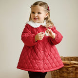 Dave&Bela Toddler Girls Purple/Red Sweet Doll Collar A-line Comfortable Padded Coats