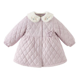 Dave&Bela Toddler Girls Purple/Red Sweet Doll Collar A-line Comfortable Padded Coats