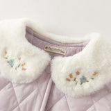 Dave&Bela Toddler Girls Purple/Red Sweet Doll Collar A-line Comfortable Padded Coats