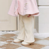 Dave&Bella Toddler Girls Beige/Brown Fleece-Line Comfortable Fashion Flared Pants