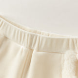 Dave&Bella Toddler Girls Beige/Brown Fleece-Line Comfortable Fashion Flared Pants