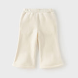 Dave&Bella Toddler Girls Beige/Brown Fleece-Line Comfortable Fashion Flared Pants