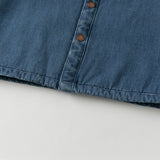 Dave&Bella Toddler Boys Denim Blue Classic Fleece Simple Warm Cozy Cotton Shirt
