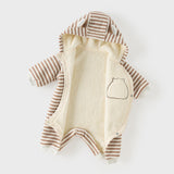 Dave&Bella Baby Girls/Boys Pink/Brown Striped Cute Print Hooded Comfortable Rompers