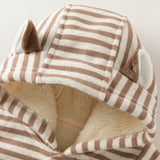 Dave&Bella Baby Girls/Boys Pink/Brown Striped Cute Print Hooded Comfortable Rompers