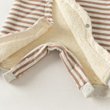 Dave&Bella Baby Girls/Boys Pink/Brown Striped Cute Print Hooded Comfortable Rompers