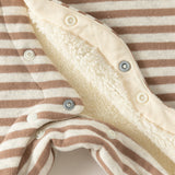 Dave&Bella Baby Girls/Boys Pink/Brown Striped Cute Print Hooded Comfortable Rompers