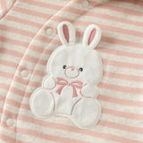 Dave&Bella Baby Girls/Boys Pink/Brown Striped Cute Print Hooded Comfortable Rompers