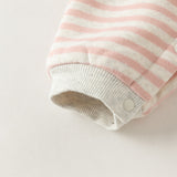 Dave&Bella Baby Girls/Boys Pink/Brown Striped Cute Print Hooded Comfortable Rompers