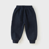 Dave&Bella Toddler Boys Denim Blue Cute Print Versatile Thickened Jogger Jeans