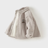 Dave&Bella Toddler Boys Khaki Turndown Collar Fleece-Line Comfortable Cotton Jackets