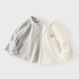 Dave&Bella Toddler Girls/Boys White/Grey Turtle Basic Versatile Fleece Soft T-shirts Tops