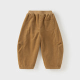 Dave&Bella Toddler Boys Navy/Khaki Thickened Warm Simple Versatile Jogger Pants