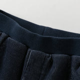 Dave&Bella Toddler Boys Navy/Khaki Thickened Warm Simple Versatile Jogger Pants