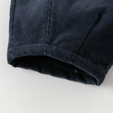 Dave&Bella Toddler Boys Navy/Khaki Thickened Warm Simple Versatile Jogger Pants