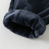 Dave&Bella Toddler Boys Navy/Khaki Thickened Warm Simple Versatile Jogger Pants