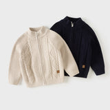 Dave&Bella Toddler Boys Navy/Apricot Turtle Simple Soft Cozy Outwear Cardigans