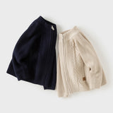 Dave&Bella Toddler Boys Navy/Apricot Turtle Simple Soft Cozy Outwear Cardigans