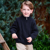 Dave&Bella Toddler Boys Navy/Apricot Turtle Simple Soft Cozy Outwear Cardigans