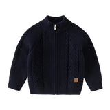 Dave&Bella Toddler Boys Navy/Apricot Turtle Simple Soft Cozy Outwear Cardigans