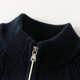 Dave&Bella Toddler Boys Navy/Apricot Turtle Simple Soft Cozy Outwear Cardigans