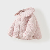 Dave&Bella Toddler Girls Pink Doll Collar Sweet Print Puffer Warm Cozy Jackets