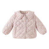 Dave&Bella Toddler Girls Pink Doll Collar Sweet Print Puffer Warm Cozy Jackets