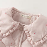 Dave&Bella Toddler Girls Pink Doll Collar Sweet Print Puffer Warm Cozy Jackets