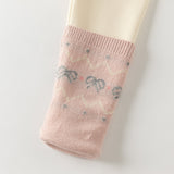 Dave&Bella Toddler Girls Dark Gray/Apricot Fleece-Line Sweet Jacquard Leggings