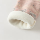 Dave&Bella Toddler Girls Dark Gray/Apricot Fleece-Line Sweet Jacquard Leggings