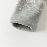 Dave&Bella Toddler Girls Dark Gray/Apricot Fleece-Line Sweet Jacquard Leggings