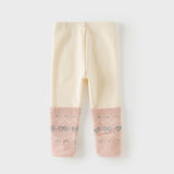 Dave&Bella Toddler Girls Dark Gray/Apricot Fleece-Line Sweet Jacquard Leggings