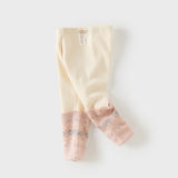 Dave&Bella Toddler Girls Dark Gray/Apricot Fleece-Line Sweet Jacquard Leggings