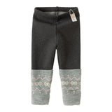 Dave&Bella Toddler Girls Dark Gray/Apricot Fleece-Line Sweet Jacquard Leggings