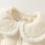 Dave&Bella Toddler Girls Black/Beige Tiny Cute Embroidery Cozy Warm Mesh Down Coats