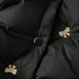 Dave&Bella Toddler Girls Black/Beige Tiny Cute Embroidery Cozy Warm Mesh Down Coats